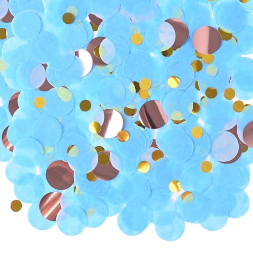 Rose Gold Blue Gold Round Tissue Confetti Dots - 1-Inch, 1.76oz