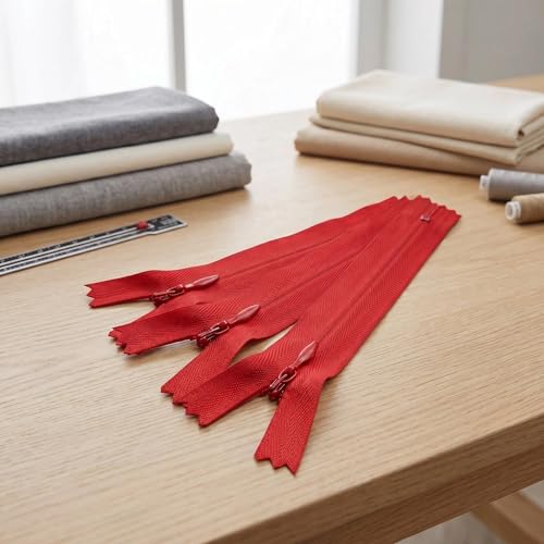 Sawoake 28-Inch Invisible Zippers, Red Nylon Coil 2-Pack