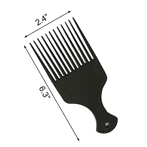 BlingKingdom Wide Tooth Afro Hair Pick Comb 6.3 Inch Black Styling Tool