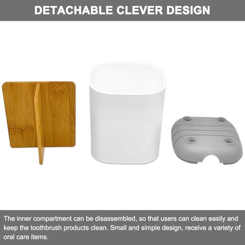 Detachable Bamboo Toothbrush Holder with 3 Slots - Grey Bathroom Organizer