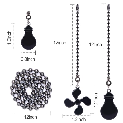 Ceiling Fan Pull Chain Extension Set - 2 Pack, 12 Inch Light & Fan Pulls