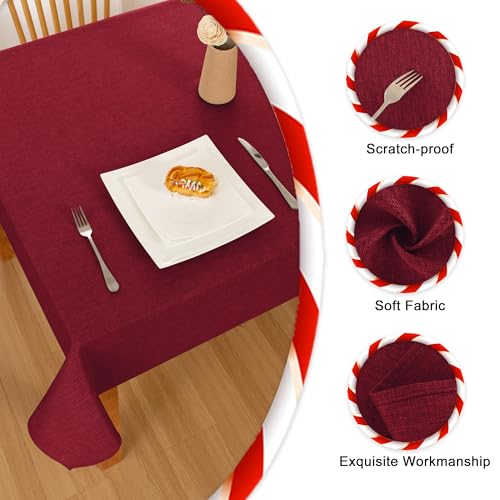 Hiasan Faux Linen Square Tablecloth 54 x 54 Inch Red for Holiday & Party