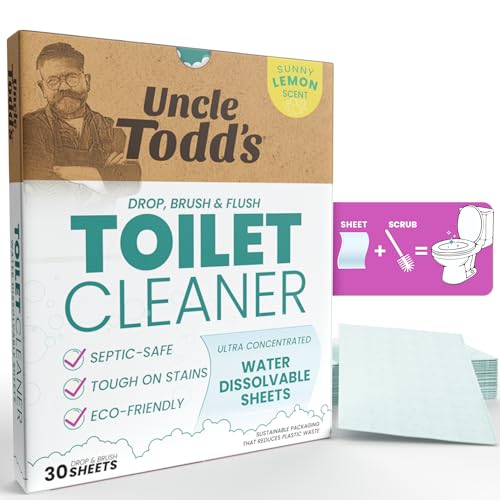 Uncle Todd's Toilet Cleaner Sheets - 30 Dissolvable, Plastic-Free