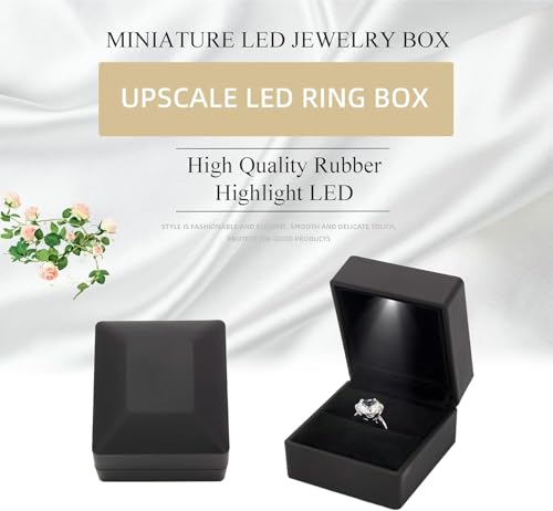 Luxury LED Ring Box for Proposal & Engagement - Black Velvet