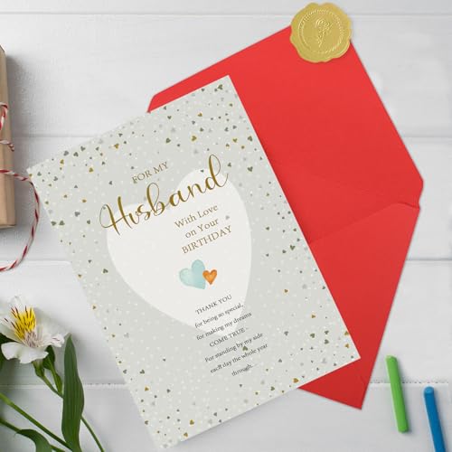 Romantic Birthday Card for Husband - Elegant Heart Design