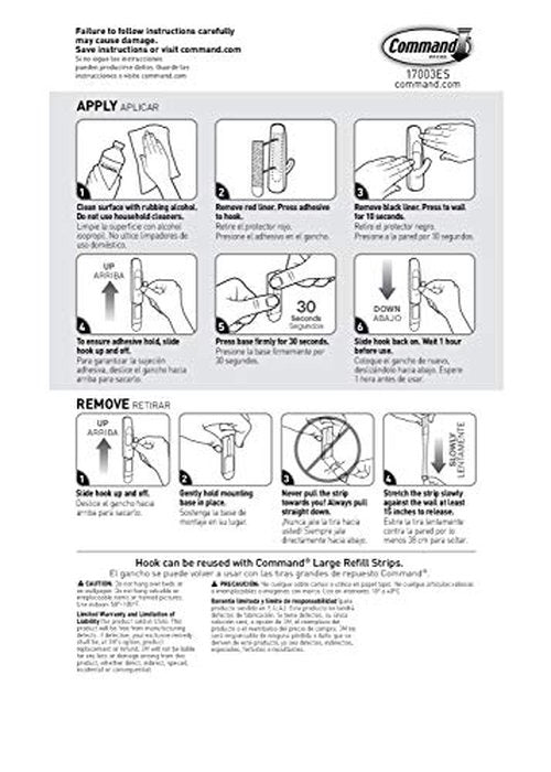 Command 5 lb Large Utility Hooks, 7 Hooks and 12 Strips, Damage-Free Hanging Wall Hook with Adhesive Strips, No Tools Required, Great for Home Kitchen Office Organization