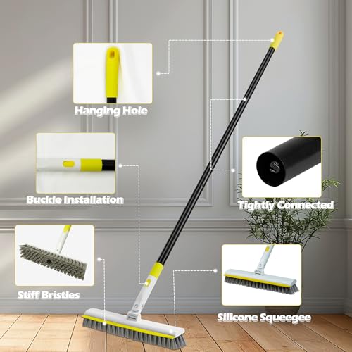 DALIPER 2-in-1 Floor Scrub Brush with 50" Adjustable Handle