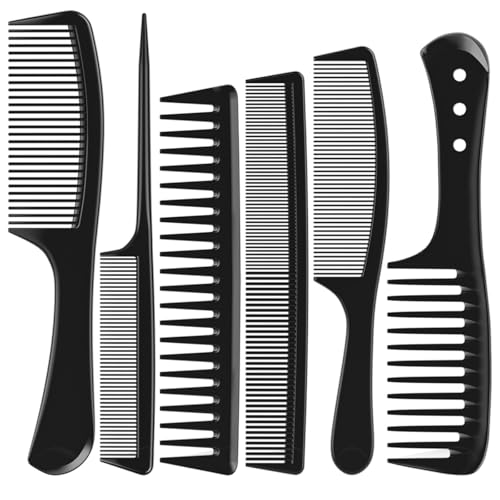 Kolavia 6-Piece Carbon Fiber Hair Comb Set, Professional Detangling & Styling Combs
