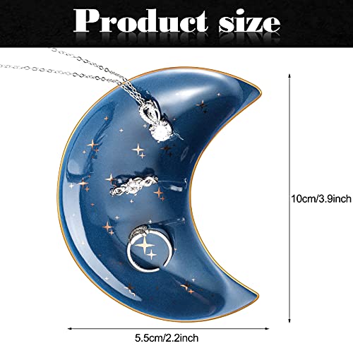 Patelai Moon Jewelry Tray Set - Ceramic Trinket Dish for Rings (Blue, White)