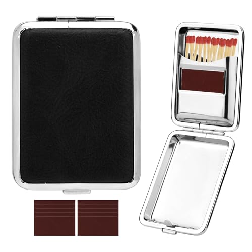 Sinbana Portable Metal Match Box Case with 10 Friction Plates