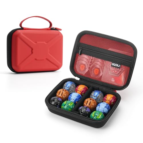 SQERO Hard Shell Storage Case for 12 Bakugan Figures - Red Toy Organizer