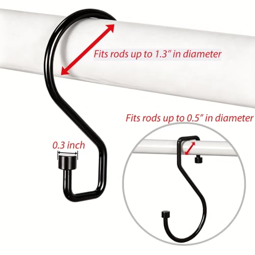 Heavy Duty S Hooks - 12 Pack Reversible Metal Hooks for Kitchen, Bathroom, Garden