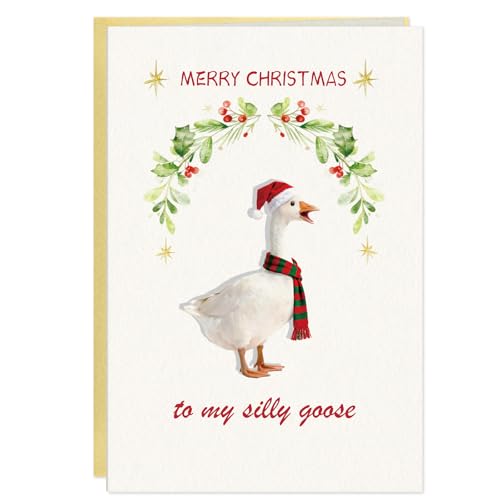 Funny Silly Goose Christmas Card 5.5x8 Inch with Envelope and Seal