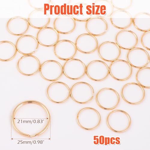 Pale Gold Split Key Rings 1 Inch for Keychains and Crafts 50pcs