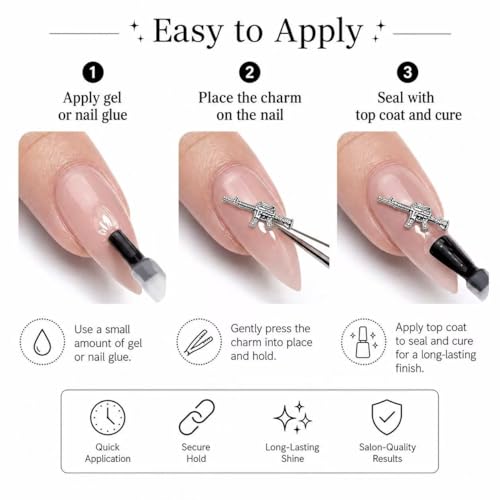 GAWRJ 48PCS Y2K Metal Star & Cross Rhinestone Nail Art Charms