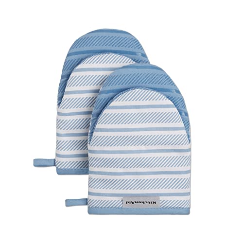 KitchenAid Albany Mini Oven Mitts Set - Blue Velvet, 5.5" x 8"