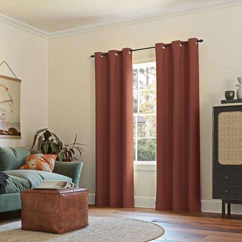 Sun Zero Easton Blackout Grommet Curtain Panel 40" x 95" Terracotta Orange - Energy Saving