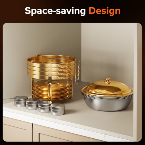 Gold 4 Pack 5.5 QT Round Stainless Steel Buffet Chafing Dishes