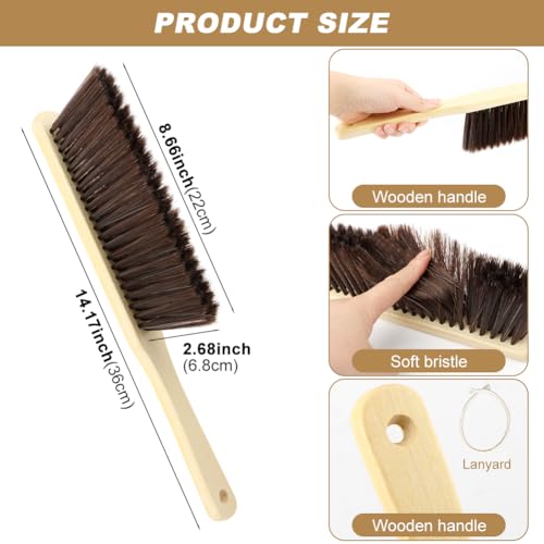 CALIDAKA 2-Piece Wooden Hand Broom Brushes with Long Handle - Soft Bristle Cleaning Brush (As Shown)