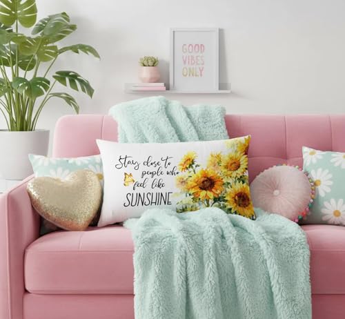 Sunshine 02 Summer Sunflower Pillow Cover 12x20 Double-Sided