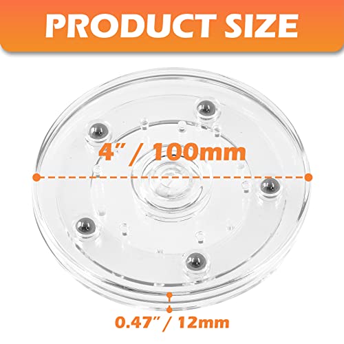 4-Inch Clear Acrylic Turntable Bearings - Set of 4