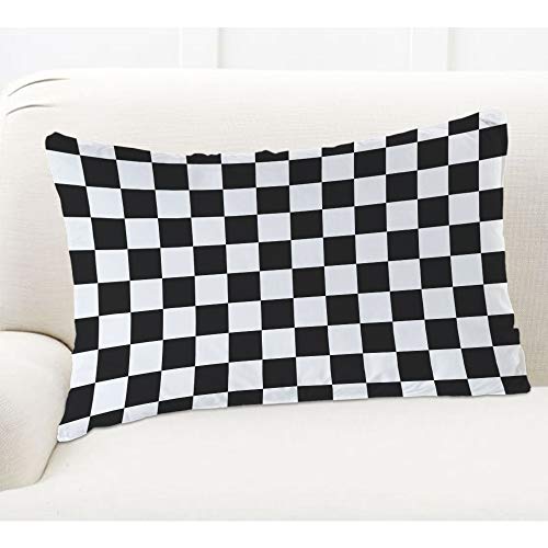 EKOBLA Racing Checkered Throw Pillow Cover, Black & White Geometric, 20x30"