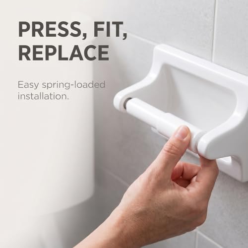 Universal Spring-Loaded Toilet Paper Holder Roller Replacement Rod - White