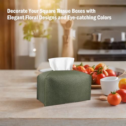 PARIERIS PU Leather Tissue Box Cover - Tall Rectangle Facial Tissue Holder
