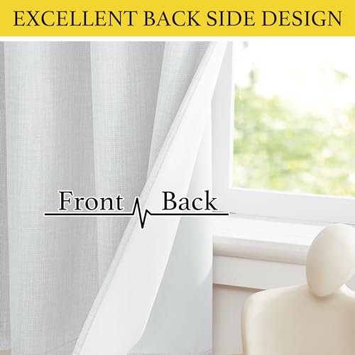 Faux Linen Curtain Valances for Kitchen & Bathroom, 52x24 in