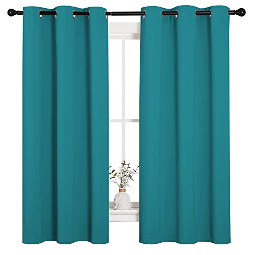 NICETOWN Blackout Curtains 42"W x 63"L, Thermal Insulated Grommet Drapes - Teal