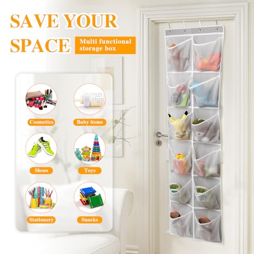 GOMAJI Over The Door Shoe Organizer with 12 Mesh Pockets - Gray