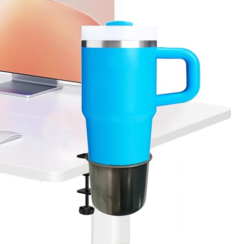 Stainless Steel Desk Cup Holder - Anti-Spill Clamp for Office & Gaming