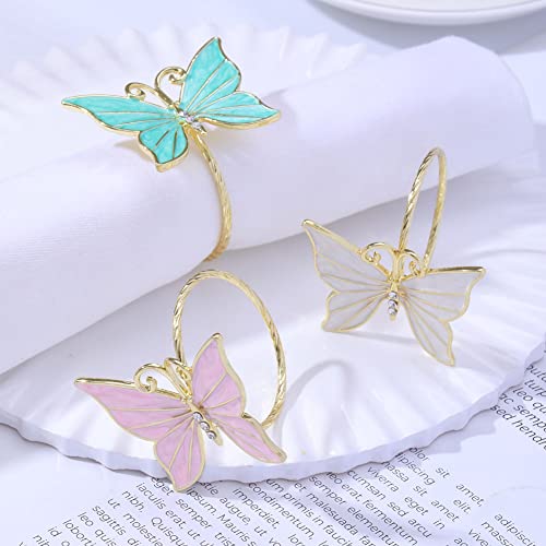 Green Butterfly Napkin Rings Set of 8 - Flower Butterfly Cloth Holders for Easter, Wedding, Christmas, Dinner Parties