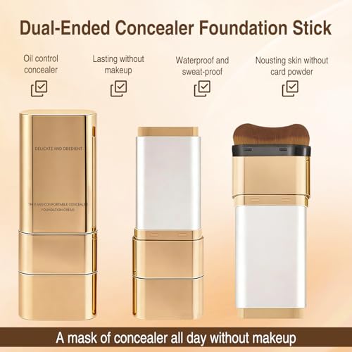 Dual-Ended Concealer Foundation Stick 3-in-1 Makeup Stick #03 Pinkish Beige 2PCS