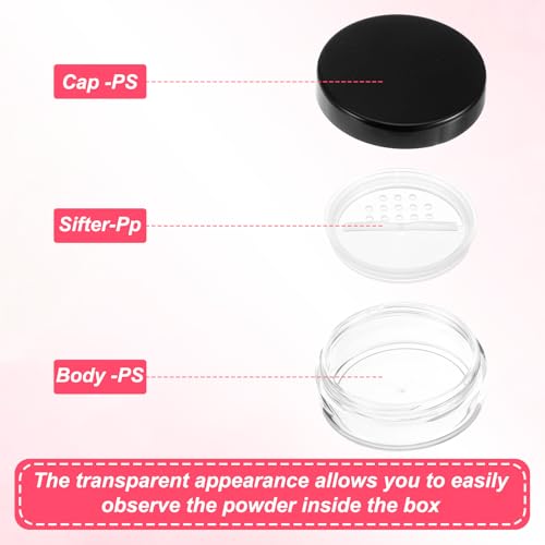 2PCS Travel Loose Powder Container 10ml Refillable Makeup Jar with Sifter