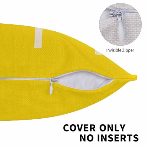 GSRONY Summer Beach Throw Pillow Cover 18x18 Inch Yellow Heart Print Cotton Linen