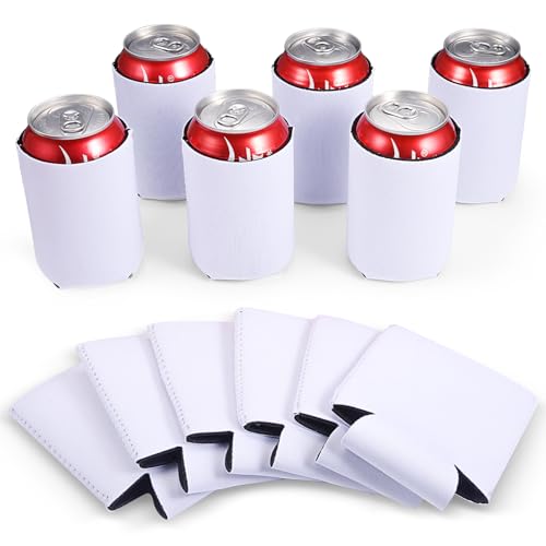 Valyria 12 White Sublimation Can Coolers - Reusable Insulated Beer Sleeves for DIY Events