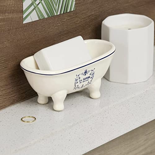 Aqua Eden Mini Ceramic Clawfoot Soap Dish - Vintage 5.7"