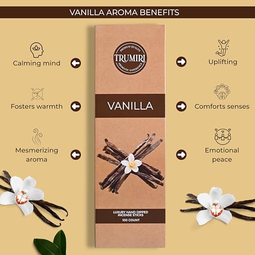 TRUMIRI Vanilla Incense Sticks - 100 Pack Handcrafted Natural Aromatherapy