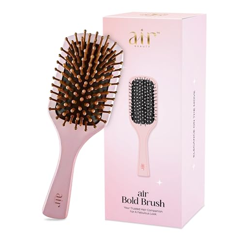 Air Beauty Wooden Paddle Hair Brush with Nylon Bristles and Scalp Massager