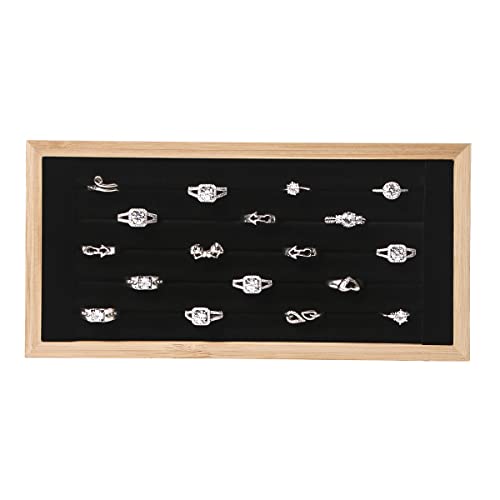 Bamboo Ring Holder and Jewelry Organizer Stand - Black