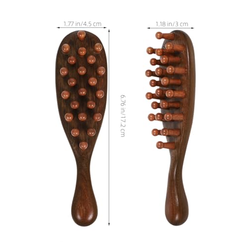 Gogogmee Sandalwood Scalp Massage Comb with Handle Wide Tooth Hair Detangler