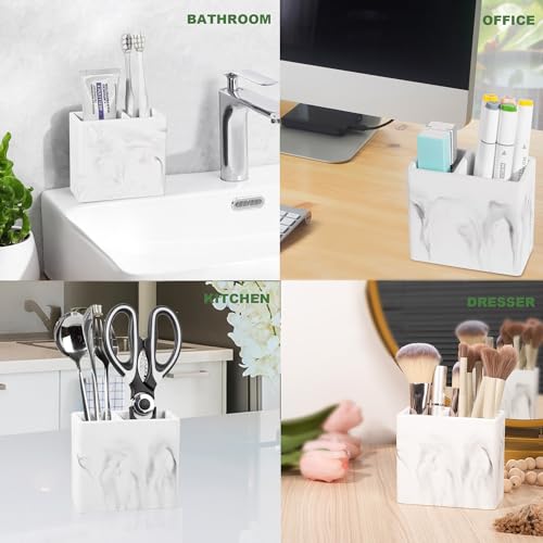 Diatomite Toothbrush Holder & Toothpaste Organizer - Marble White, Small