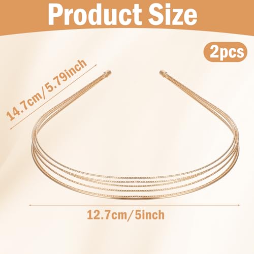 Dopenspi 2-Piece Multi-Layer Gold Metal Headband Set for Women