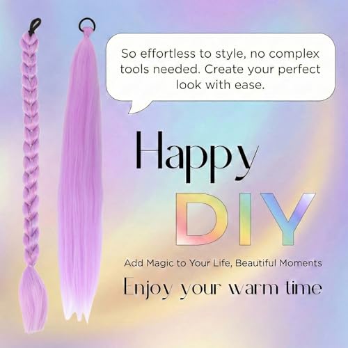 Purple Braided Ponytail Extension 27.5 Inch Synthetic Hair Claw Clip