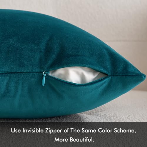 MIULEE Teal Velvet Throw Pillow Covers 18x18 Inch Pack of 2