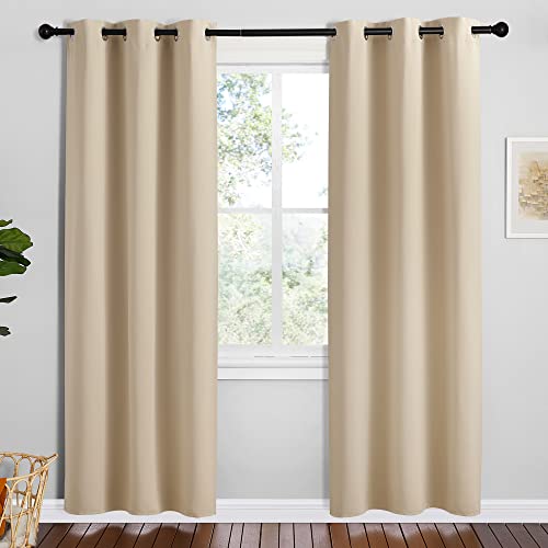NICETOWN Thermal Insulated Blackout Curtains, Biscotti Beige, 42x78 Inch