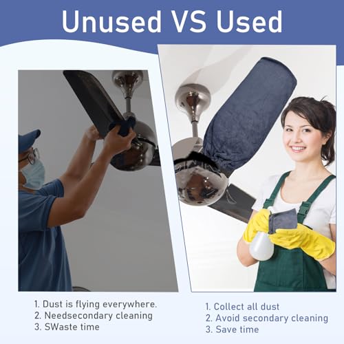Hlimior Ceiling Fan Duster Kit - 4-Piece Microfibre Cleaner Set, Grey