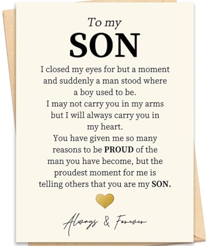 Heartfelt Birthday Card for Son - Model BK-029 with Envelope & Stickers