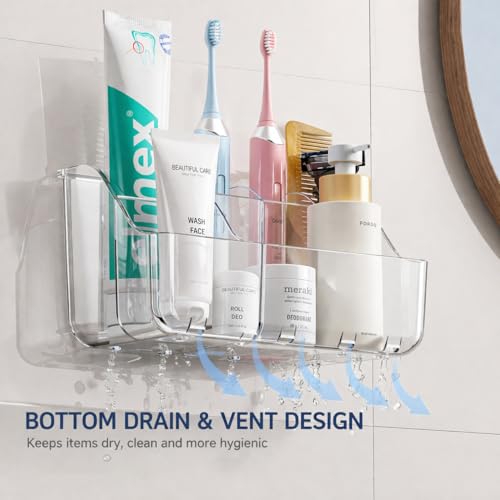 Clear Kids Toothbrush Holder - Wall-Mounted, No-Drill Bathroom Organizer